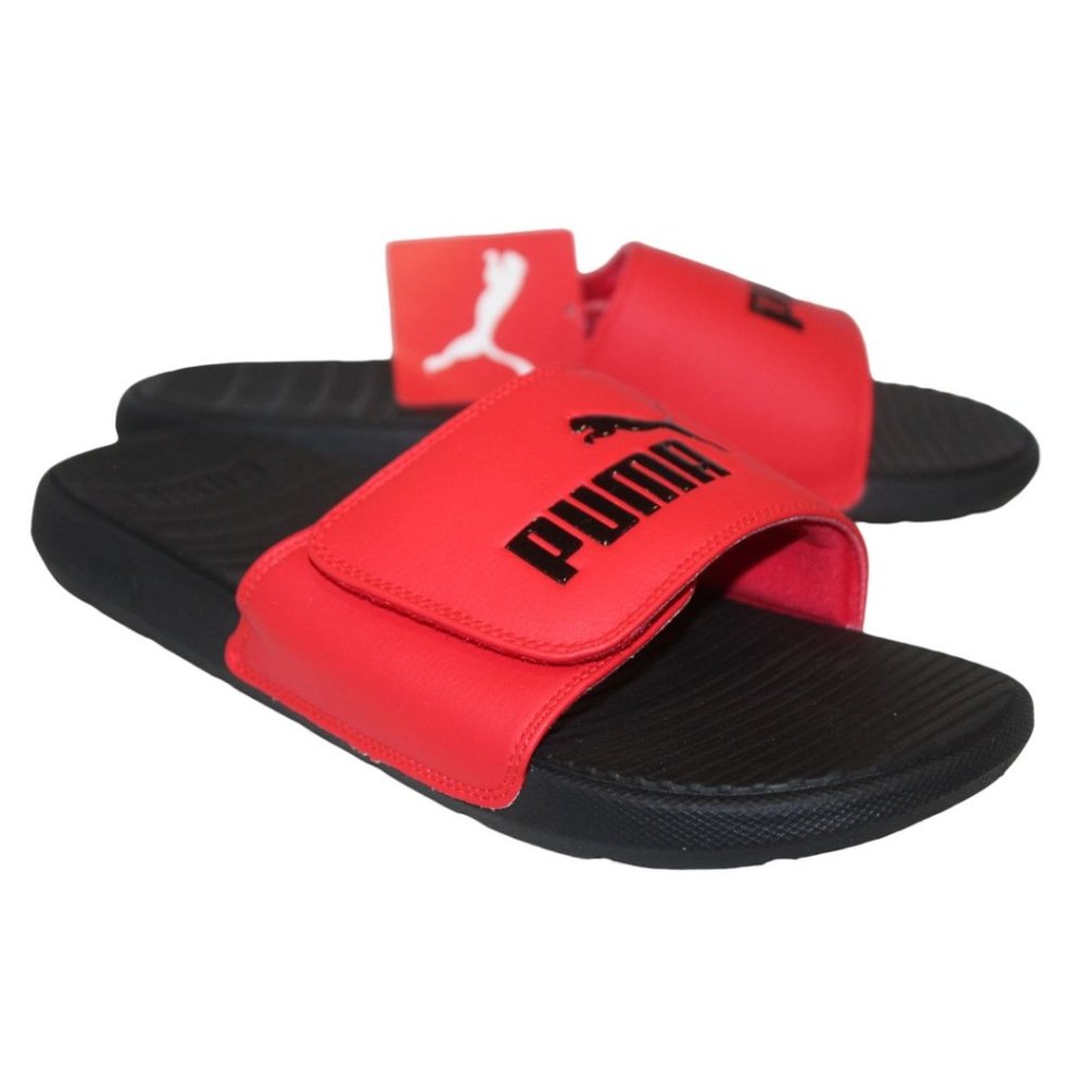 New PUMA Mens Red Logo Cool Cat Hi Risk Red SLIDES / SHOES Sz 12